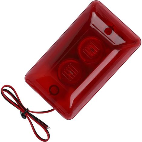 Sirène stroboscopique Filaire Alarme sonore Stroboscope Clignotant Lumière Rouge Sécurité Avertissement extérieur Barricade Construction Feu de signalisation 12V 15W (1/5)