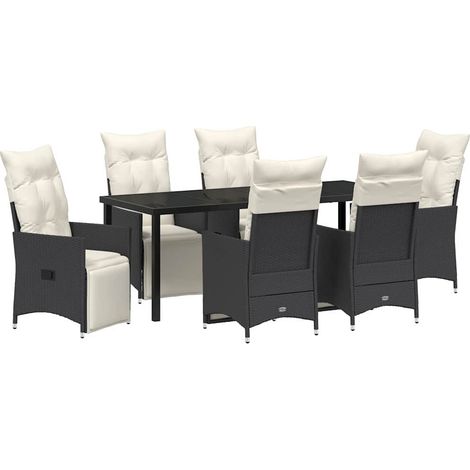 Maison Exclusive - Set da Pranzo per Giardino con cuscino 7 pcs Nero polyrattan