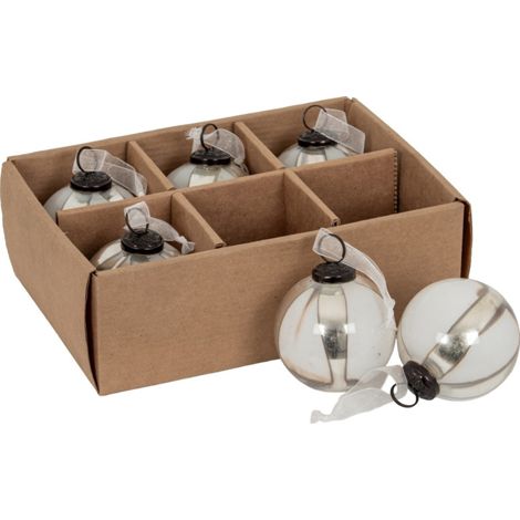 Ombre Baubles (Set of 6) - Glass - L8 x W8 x H8 cm - Coffee