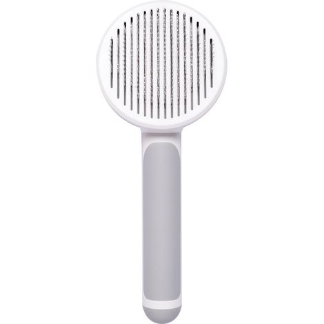 Cepillo autolimpiable para perros y gatos, largo y corto, elimina eficazmente hasta el 95 % del pelo muerto y la capa interna enmarañada [gris] (1/4)