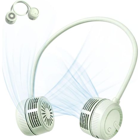 Ventilateur portable 360 degrés mains libres USB, ventilateur de cou rechargeable pour extérieur et bureauVert (1/5)