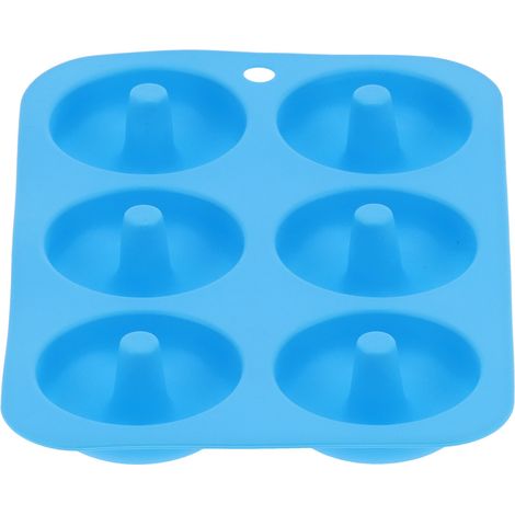 6-teilige Silikon-Donutform mit runden Fächern, Schokoladenkuchen- und Brotform, Backzubehör, Blau (1/5)