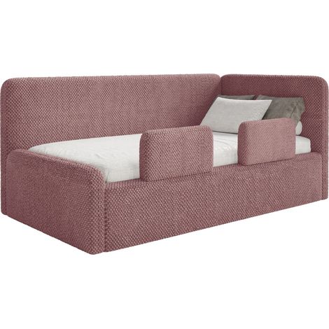 Selsey Fanko – Kinderbett 90x200 cm mit Rausfallschutz, Matratze, Kopfteil rechts, Plüsch, Rosa