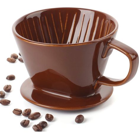 Non-electric coffee dripper, porcelain slow brewing accessories for home, cafes, restaurants, easy manual brewing machine, brown