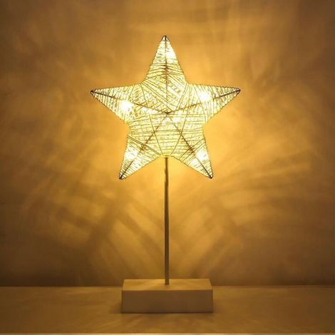 Lampe de table, lampe de chevet étoile à piles LED, lampe de table décorative de Noël avec base en plastique, éclairage de Noël pour la maison, décoration de table de Noël (1/5)