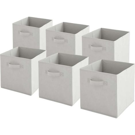 6er-Set Aufbewahrungskörbe, hellgrauer Stoff, faltbar, mit Griffen, für Schlafzimmer, Wohnzimmer, Büro (1/5)