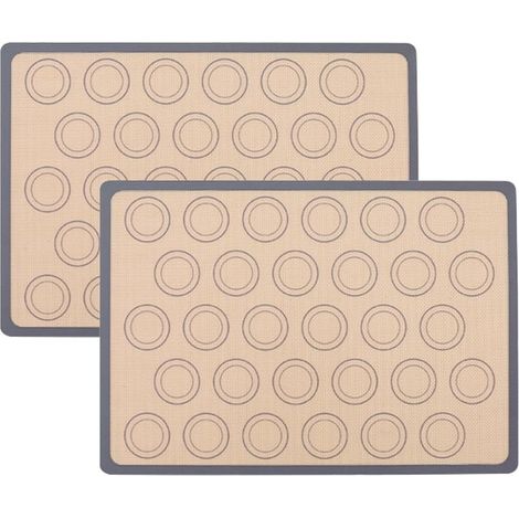 2Pièces Tapis de Cuisson pour Macaron,Rectangulaire Silicone Tapi de Cuisson,Tapis de Cuissons en Silicone,Tapi de Cuissons en Silicon Macarons en Gris,pour les Macarons,les Biscuits et les Pizzas
