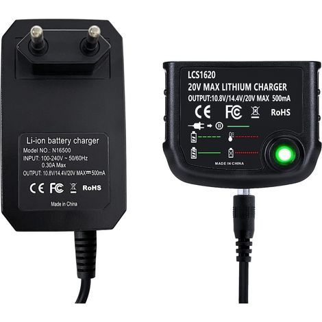 Chargeur Batterie LCS1620 pour Batterie Li ION Black & Decker 10,8V/14,4V/20V LB20 LBX20 LBXR20 LBXR20 OPE LBX4020 LB2X4020 LBXR2020 OPE LB2X3020 OPE