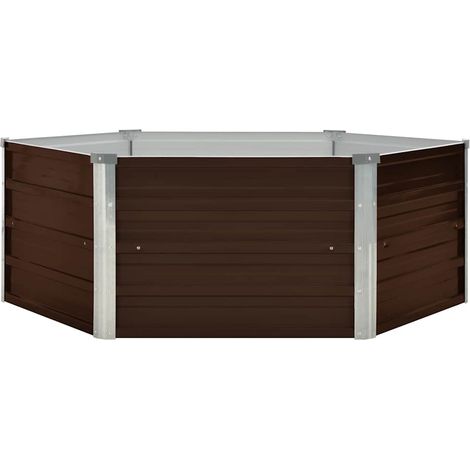 Jardinière, Pot de Fleurs d'extérieur, Lit surélevé Marron 129x129x46 cm Acier galvanisé OIB4269E (1/5)