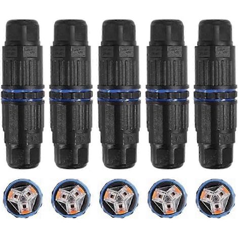 Lot de 5 boîtes de jonction étanches IP68, connecteurs de câbles électriques extérieurs pour câbles de 3,5 à 10 mm² (250 V CA, 16 A), 3 broches (1/5)