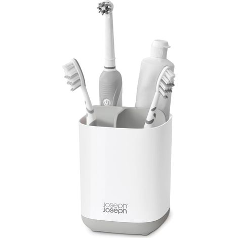 Portacepillos de Dientes, EasyStore™, Gris Claro, Organizador de Cepillos, Diseño Compacto, Base Antideslizante, Materiales Resistentes, Ideal para Baños Pequeños. (1/5)