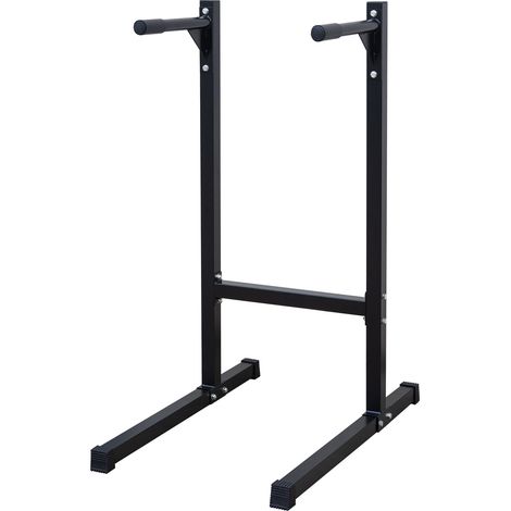 Station de dips multifonction en métal noir, barres parallèles robustes pour tractions, L-sits et dips, charge 226 kg, montage facile  CHICFURN (1/5)