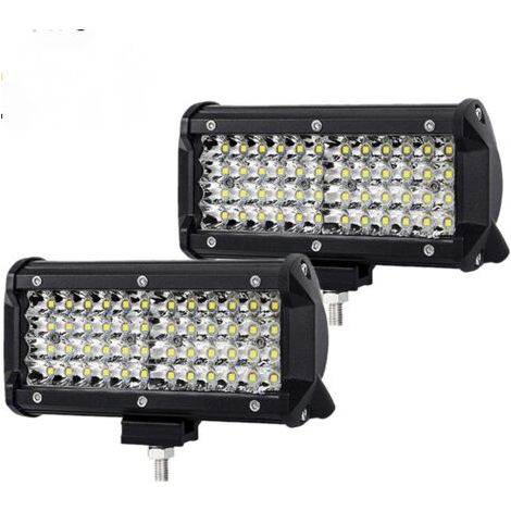 Lampe de Travail LED pour Tracteur 144W 16.5cm Projecteur LED de Voiture 12-24V Bande Lampe de Travail LED Étanche IP67 Lampe de Travail LED pour 4X4 Voiture Camion SUV Bateau 2 Pack (1/3)