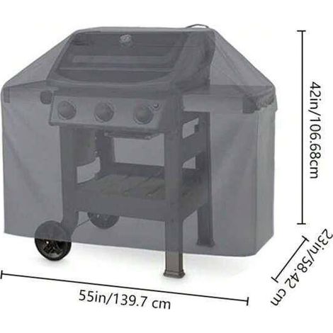 Housse barbecue imperméable 139,7x59x107cm - Tissu Oxford 600D - Gris - Protection anti-UV et vent - ne se décolore Pas en 2 Ans (1/5)