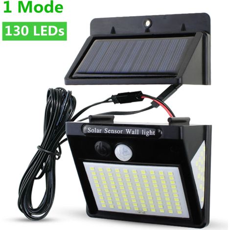 (1 lampe solaire LED de 130 LED séparées) Applique murale solaire LED extérieure avec capteur, étanche, compatible avec la lumière du soleil, décoration de jardin (1/5)