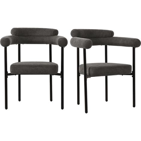 Set di 2 sedie da pranzo, 70x62x84 cm, poltroncine comode per soggiorno, cucina e ufficio, tessuto di alta qualità effetto camoscio, Grigio scuro (1/5)