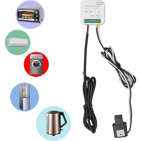 Graffiti 90–250 V AC WLAN-Einphasen-Smartmeter mit Ring Fit WLAN-Energie- und Stromverbrauchsmonitor, kompatibel mit Google Alexa (1/5)