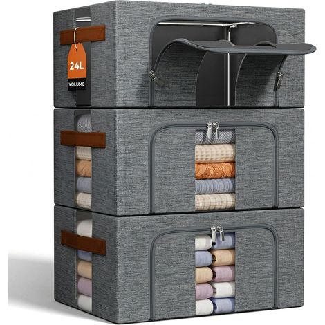 Boite Rangement Vetement Pliable: Sac de Empilables Cadres Métal (1/5)