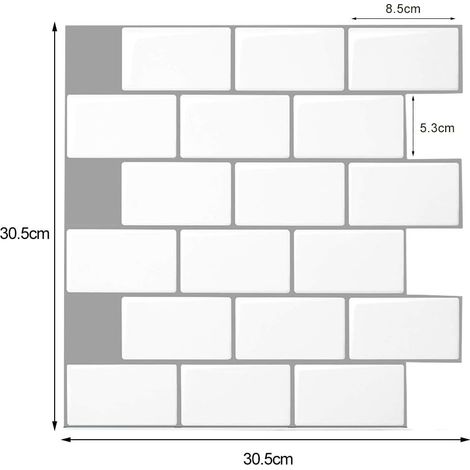 Autocollant Mural Carrelage 3D - 30,5 x 30,5 cm - Matériau PET Étanche - Pour Cuisine Salle de Bain Dosseret - 4 Pièces (1/4)