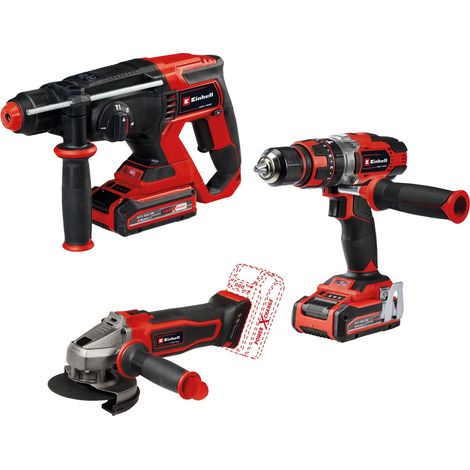 Kit d'outils avec batterie TE-AG 18/115-2, perceuse à percussion TE-CD 18/48, marteau perforateur avec batterie TE-HD 18/20, 2 x 3,0 Ah, chargeur) (1/5)