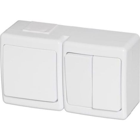 Interrupteur double hermétique Beta, unipolaire et lumineux, blanc, IP44 /D.3112WW2/