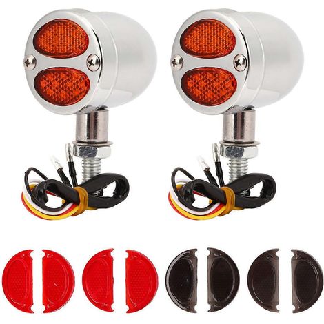 1 Paire de Feux Clignotants LED Moto, Double Couleur, Indicateur Universel 12V pour Motocyclette, Moto Électrique (1/4)