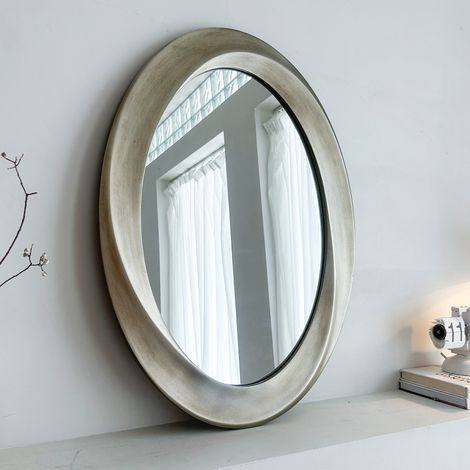 Espejo de pared barroco ovalado - Espejo de pared grande de 80 × 60 cm Espejo de tocador de dormitorio de diseño antiguo, espejo de entrada Art Deco Decoración de pared para sala de estar Comedor