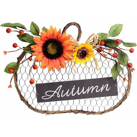 Green Mobility-Guirlande de faux tournesol, guirlande d'automne avec décoration de panneau en bois d'automne à lumière LED. (1/5)