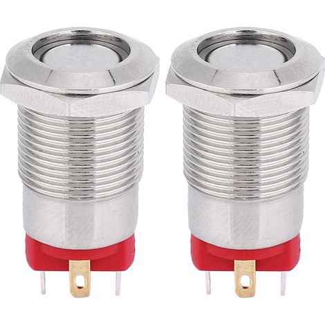 Bouton Poussoir Métallique Led Étanche 12mm 4 Broches Auto Verrouillage Ip66 Ik09 Blanc 9-30v (1/5)