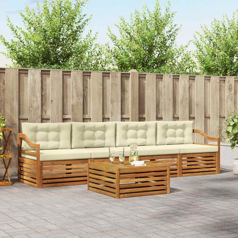 vidaXL Outdoor-Sofagarnitur mit Kissen 5 pcs Natur und Creme (1/5)