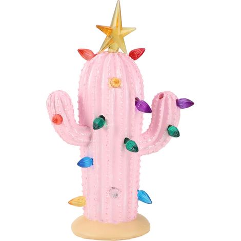 Décoration De Noël En Céramique Rose Cactus Lumineux Brillant Pour L'arbre De Noël Et La Maison-KZQ (1/3)