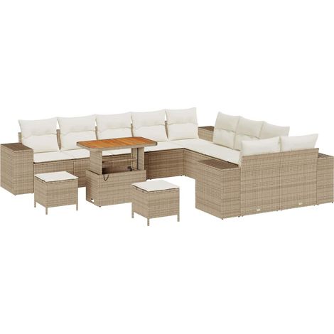 Maison Exclusive - Gartensofa-set mit Kissen 13 pcs Beige Poly-Ra
