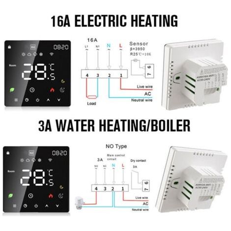 Thermostat de dispositif de chauffage de l'eau électrique de régulateur de température Intelligent d'affichage à cristaux liquides avec la fonction Programmable hebdomadaire (1/4)