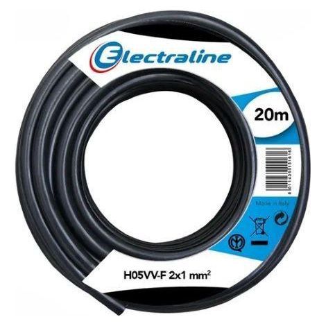 Cable multifilar h05vv-f electraline 2g1mm2 20m negro - 11405