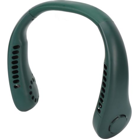 Ventilateur de cou portable, 3 vitesses réglables, silencieux, rechargeable, mains libres, sans pales, vert, pour femmes et hommes (1/5)