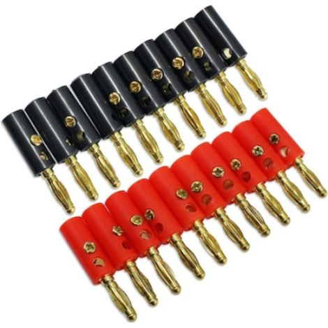 Connecteurs pour câbles d'enceintes audio, 20 pièces, plastique/métal, rose/noir