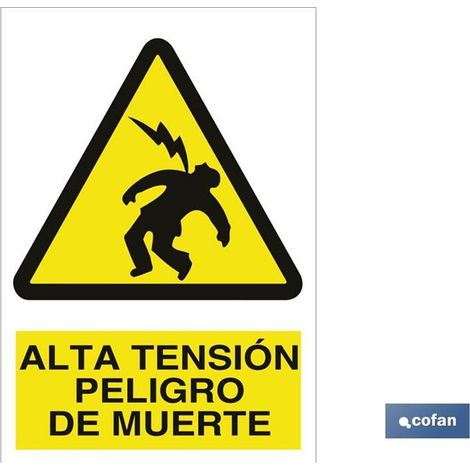 Panneau de danger haute tension en polystyrène 210x148 mm, épaisseur 1,5 mm.