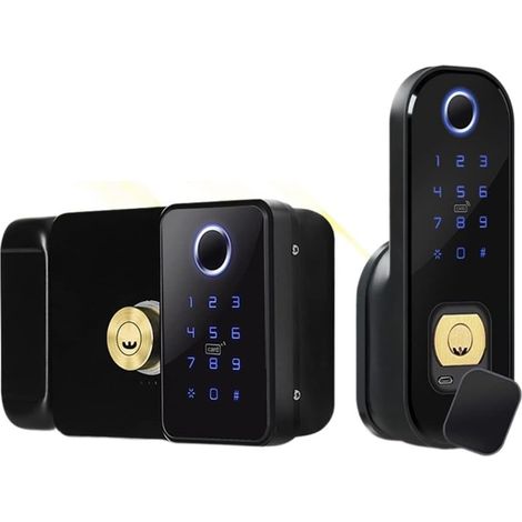 Serrure de porte intelligente Serrure intelligente étanche for porte extérieure sans clé électrique jante Wifi Double face lecteur d'empreintes digitales serrure avec Ttlock App ( Color : Double side (1/5)