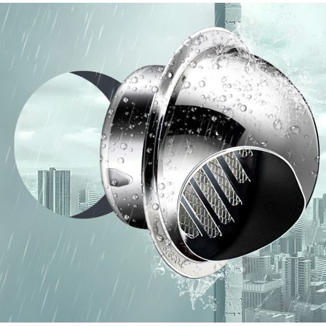 Hotte de ventilation en acier inoxydable 304, 120 mm, hotte anti-pluie et coupe-vent, avec moustiquaire, adaptée à la cuisine et à la salle de bain, protégeant le mur extérieur (surface brillante) (1/5)