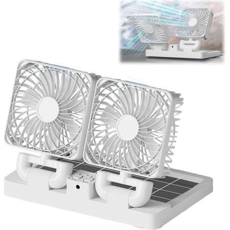 Ventilador para coche, enfriadores portátiles para coche, ventilador de refrigeración ajustable para coche con doble cabezal de aire, potente enfriador de salpicadero para coche/hogar/oficina. (1/5)