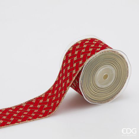 EDG Enzo De Gasperi Nastro Quadri di Natale H 65 Mm L 10 Mt Green Red