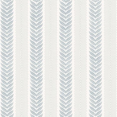 Textured Wallpaper Blue Leaf Stripe Smooth Paper Washable Wall Decor (1/4)