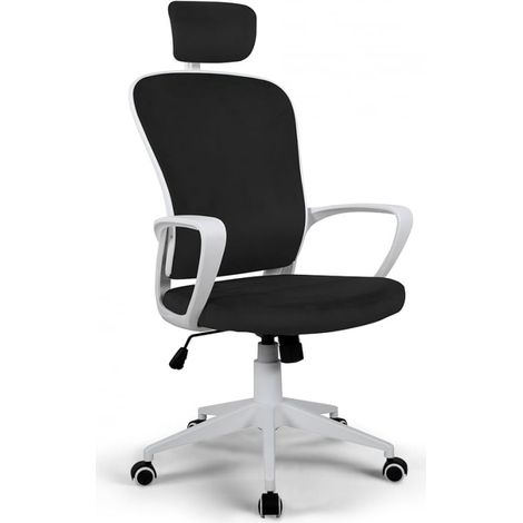 Chaise de bureau en tissu aux lignes ergonomiques et appui-tête design Sepang