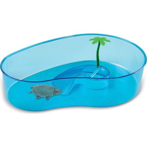 Bain Classique Pour Tortues D'eau Avec Palmier 40 X 27,5 X H 9,5 Cm