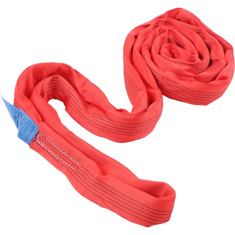 5T 2M Flexibles, verstärktes Hebeband mit Doppelschlaufe und Öse aus rotem Polyester für Krane (1/5)