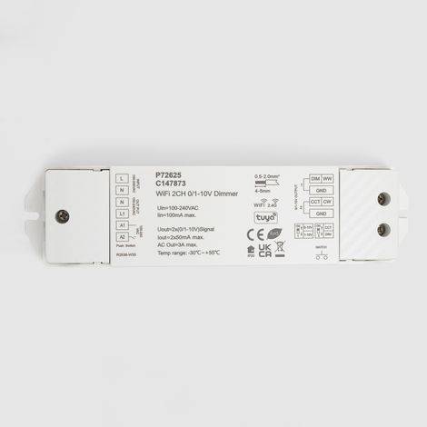 Interrupteur WiFi Variateur 1-10V CCT 2 Canaux  Blanc