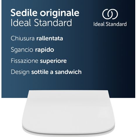 Ideal Standard i.life B Sedile WC con Chiusura Rallentata Soft-Close, Sgancio Rapido e Duroplast Robusto, 360x450x45 mm - Bianco (1/10)