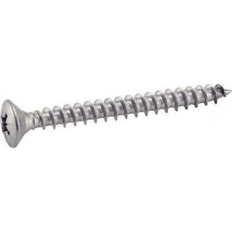 200 Vis pour Bois Aggloméré Tête Fraisée Bombée Pozidriv 4 x 40 mm - Inox A2 - D-Work