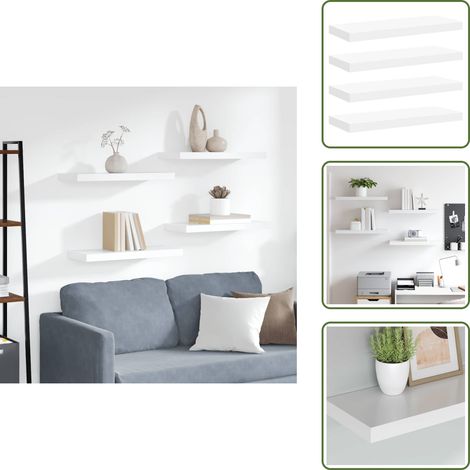 Estantería de pared blanca - vidaXL Estante flotante de pared 4 uds MDF blanco 60x23,5x3,8 cm - Estantería de madera nido de abeja