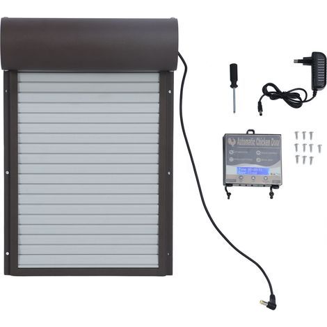 Ouvre-porte automatique de poulailler à piles, avec minuterie pour canard d'oie, prise ue marron 100-240V (1/5)